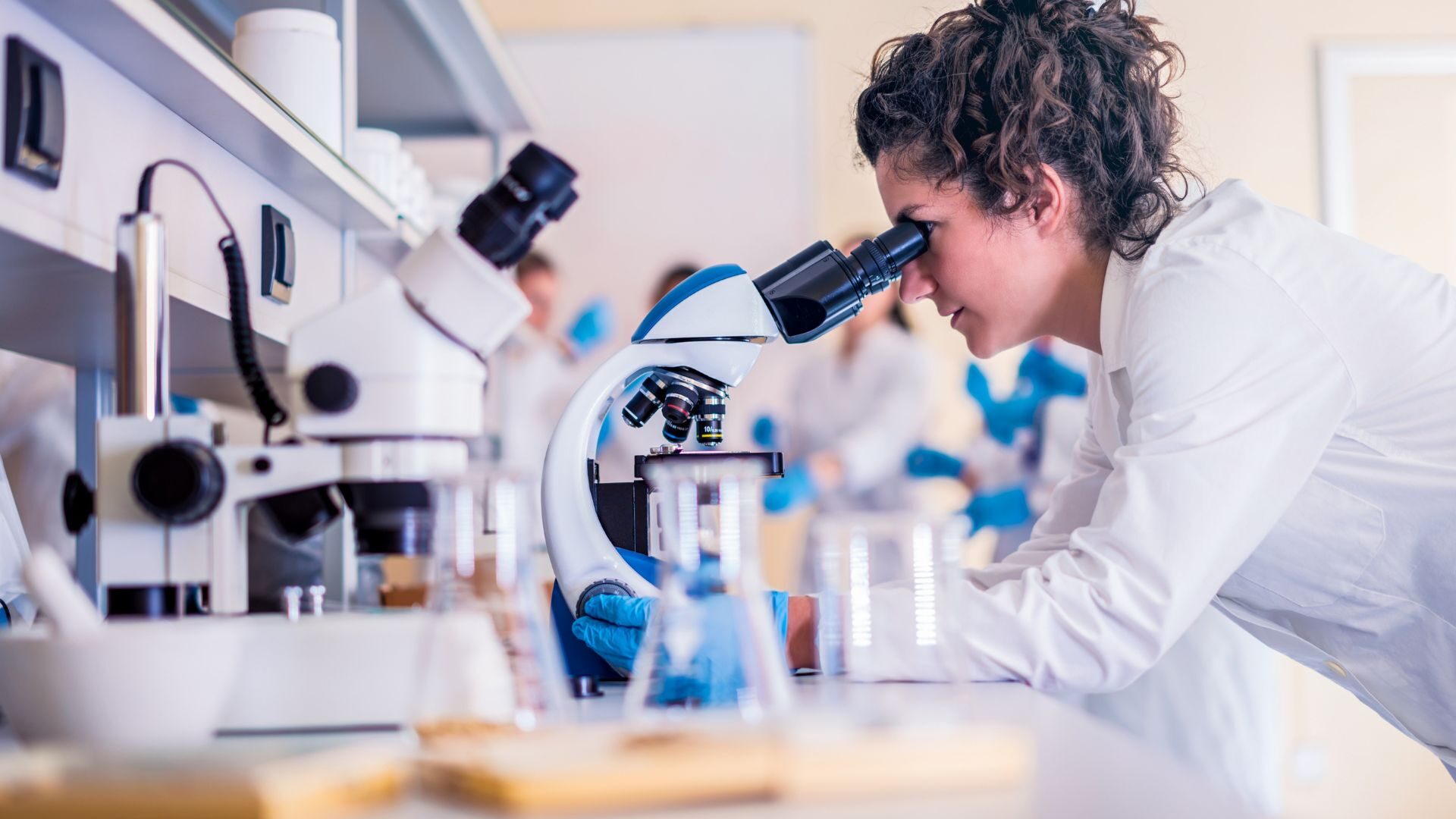 A cancer researcher working in a laboratory