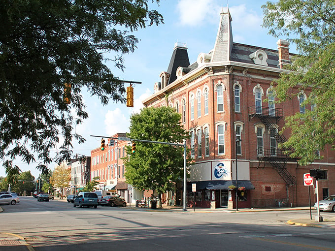 Downtown Chillicothe, Ohio, with historic storefronts along a main street